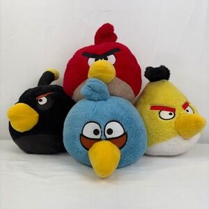 Angry Birds Plush Lot Of 4 Red Chuck Jay Bomb 2022 Mighty Mojo Toys